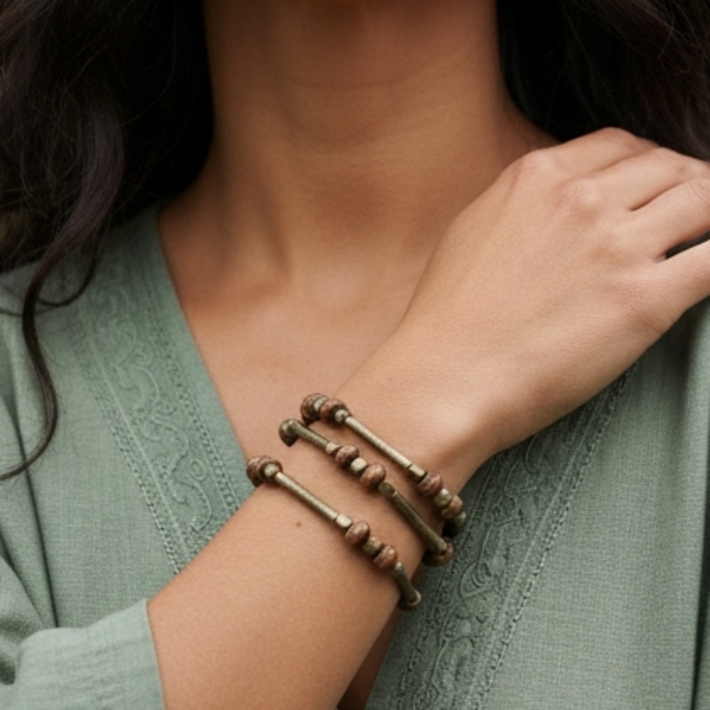 Chic Bronze Beaded Bracelet